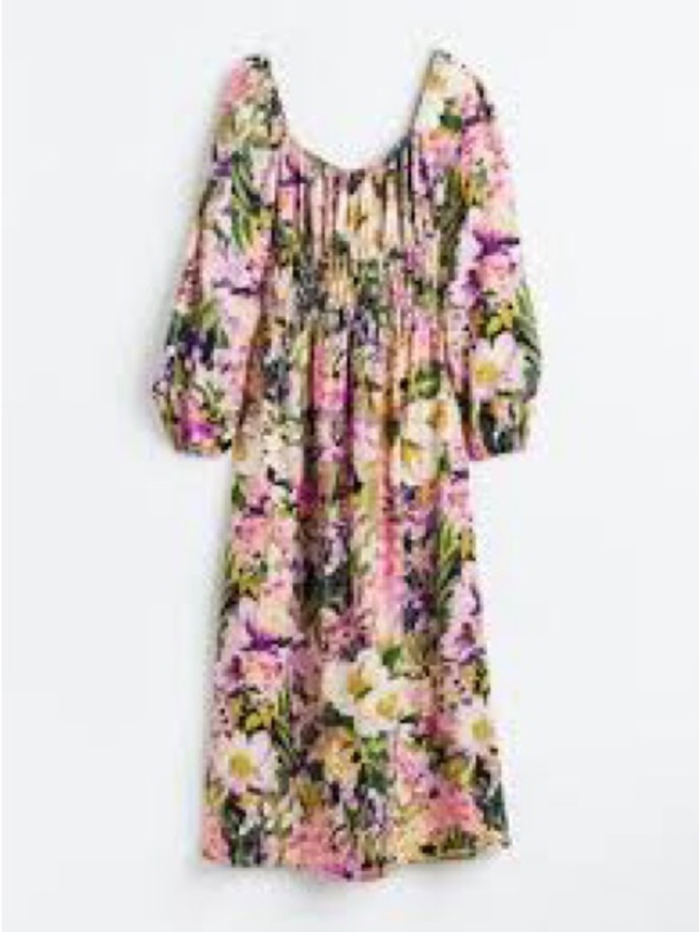 H&M Pink Floral Maxi Dress with Green Accents
